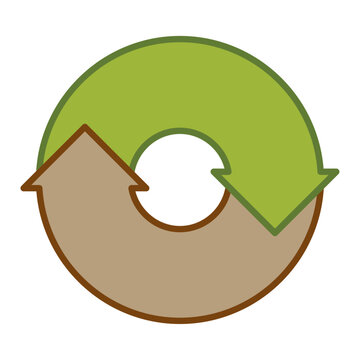 2ステップの、アウトライン付きの太い回転矢印(サイクル矢印)　円形循環プロセスチャート図　ベクターイラスト素材