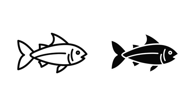 Fish Icon Set Seafood Marine Life Commercial Graphic