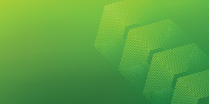 Abstract background with green gradient and dynamic hexagonal line patterns.