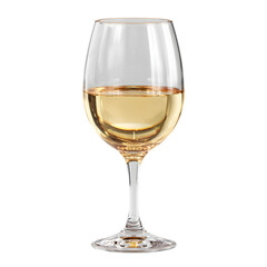 Crystal wine glass isolated on transparent background, ros&eacute; wine, cut out object