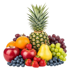 Assorted Fresh Fruits Collection on Transparent Background PNG Generative AI