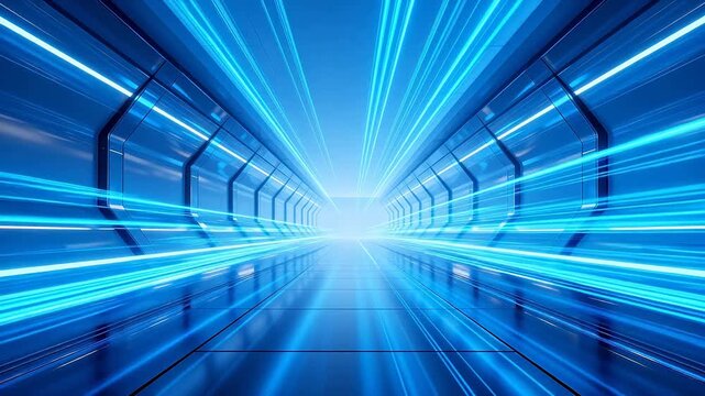 Futuristic blue neon corridor