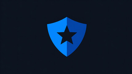 Blue shield logo with star on dark background