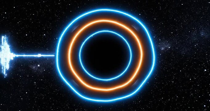 Abstract representation of sound waves and cosmic circles in a starry background