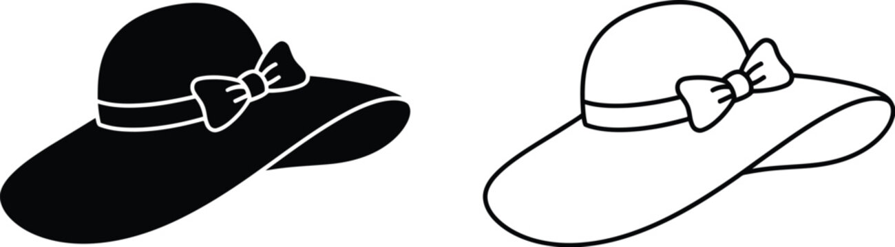 Black and white hats with bows Vector