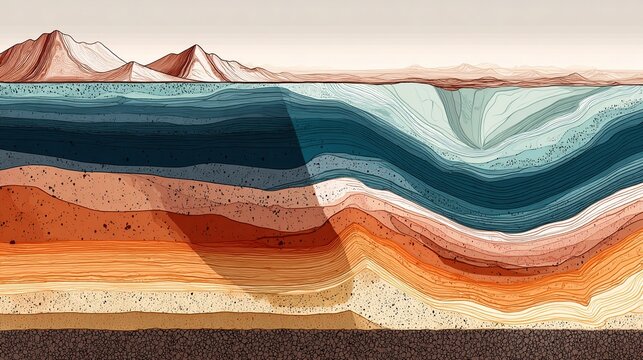 Geology cross section diagram of land sedimentary strata