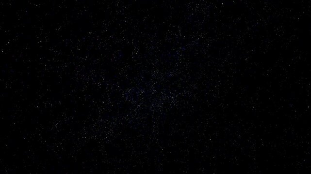 Scattered bright stars in deep space forming starfield on dark background. Ideal for astronomy visuals, galaxy scenes, cinematic backgrounds and motion graphics projects in 4K