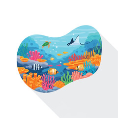 Fototapeta premium Colorful Coral Reef Illustration Design.