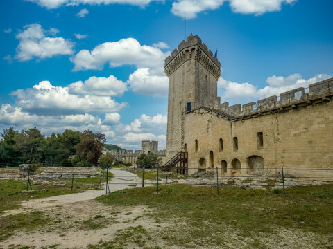 Towers and bastions in Beaucaire castle in France