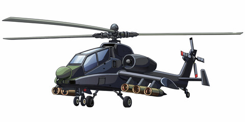Illustration of a military attack helicopter with a detailed design
