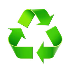 Obraz premium Recycling symbol with green arrows on black background