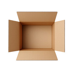 An open empty cardboard box on a black background