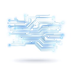 Modern Digital Circuit Board Pattern with Blue Glow