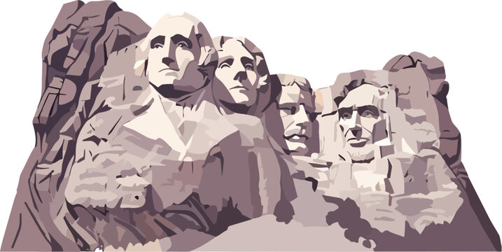 A stylized illustration of Mount Rushmore National Memorial featuring the carved faces of four U.S. presidents.
