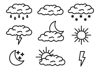 Fototapeta premium Editable Weather Outline Icon Set Vector