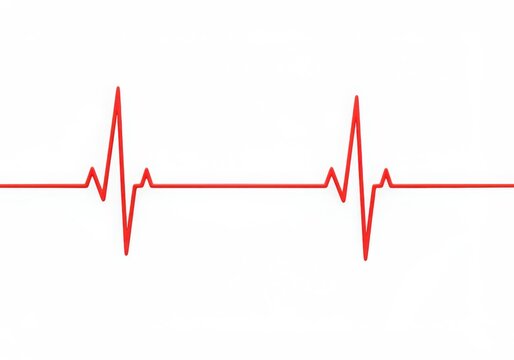 Simple red heartbeat line on a white background
