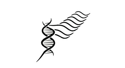 Fototapeta premium Abstract representation of DNA strand transforming into flowing waves, symbolizing evolution and change.
