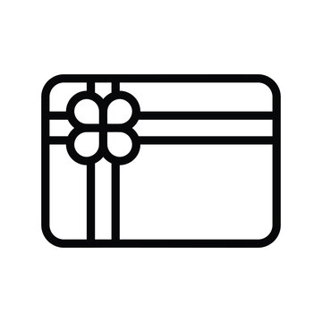 Gift Card with Ribbon Bow. Single Line Icon.