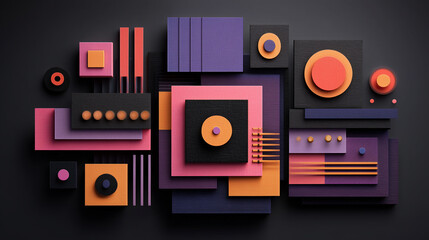 chaos packaging style of 3d products with modern abstract elements and colorful geometries