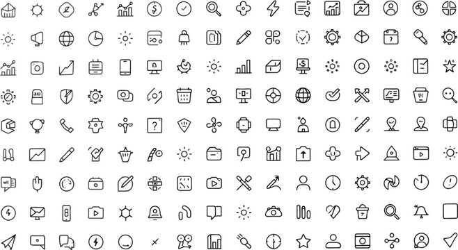 Set of 96 universal line icons vector