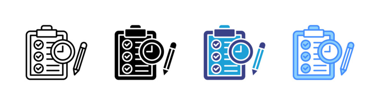 Examination icon set multiple style collection