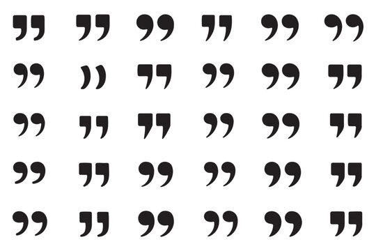 Set of quote mark, quotes icon, sign, symbol, emblem. Ditto marks icon set. Quotation marks. Dialogue discussion symbol for UI UX, website, mobile app. double quotation vector symbol. 