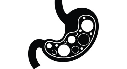 Fototapeta premium Simple black and white vector graphic illustration depicting the internal structure of a human stomach organ