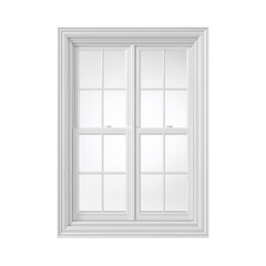 Obraz premium White Double Hung Window with Decorative Frame - Isolated on White Background