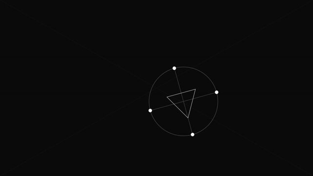 Abstract Geometric HUD Element with Triangle and Circle on Black Background