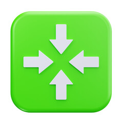 Fototapeta premium 3D Collapse Arrows Inward Navigation Direction Icon