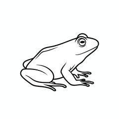 Naklejka premium Outline of a sitting frog with its front legs extended and large eyes