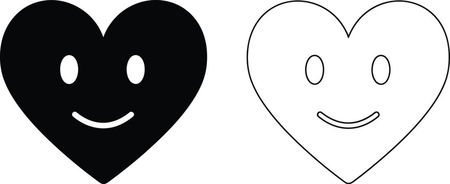 Smiling hearts duo black white Vector