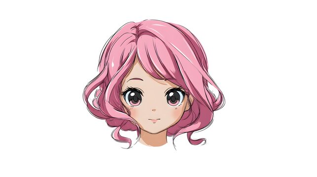 Anime Girl with Pink Hair and Big Expressive Eyes.