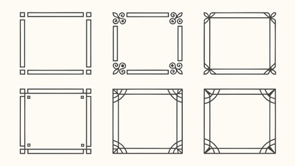 A set of six different square frame designs Vector, illustration