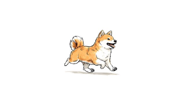 Charming Shiba Inu Dog Running Happily in a Playful Pose.