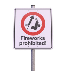 3d rendering of a traffic sign, signboard prohibiting fireworks and firecrackers.