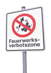 Verkehrszeichen - Verbot - Tafel - Feuerwerksverbotszone - Freisteller