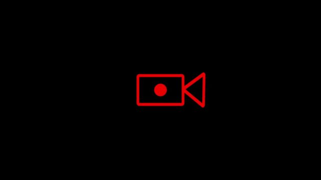 Recording button animation on transparent background, recoding button animation in 4, simple recording icon animation with alpha channel.