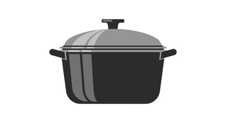 Front View of Dutch Oven with Dome Lid in Solid Color, Simple Illustration for Cooking, Kitchen Utensil Design, Culinary Graphic Element