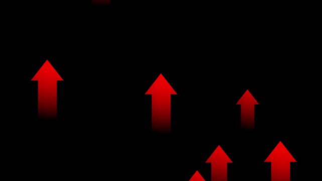 Red color growth up arrow with alpha channel - 4K stock video