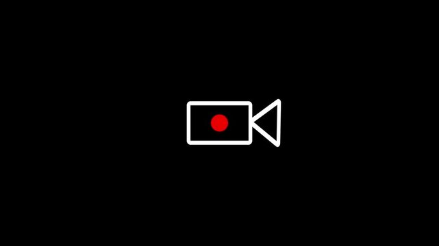 Recording button animation on transparent background, recoding button animation in 4, simple recording icon animation with alpha channel.
