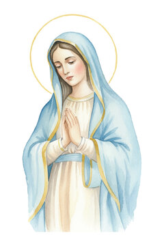 watercolor the virgin mary painting