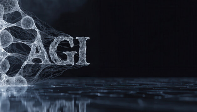 Neural network agi concept formed from filament mesh evoking futuristic intelligence