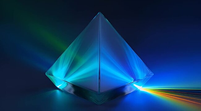 Prism with beautiful light refraction and dispersion showing different wavelengths of light