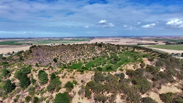 Spectacular aerial footage of extinct volcano Mount Schank near Mount Gambier South Australia