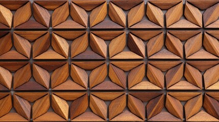 Textured Brown Geometric Wood Panel Pattern Close Up