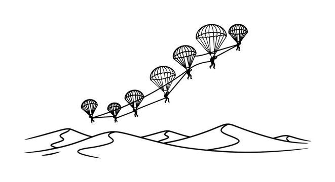 Parachuting Team Formation Over Desert Dunes