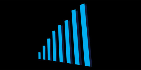Obraz premium Blue Purple Growing Success Business Bar Graph over Transparent Background. Isometric 3d Render with Alpha Channel. 3D Illustration