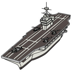 Brown Aircraft Carrier with Aircraft naval ship military © MST RAMIJA