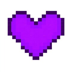Pixelated Purple Heart Symbol Isolated on White Background Abstract Digital Art